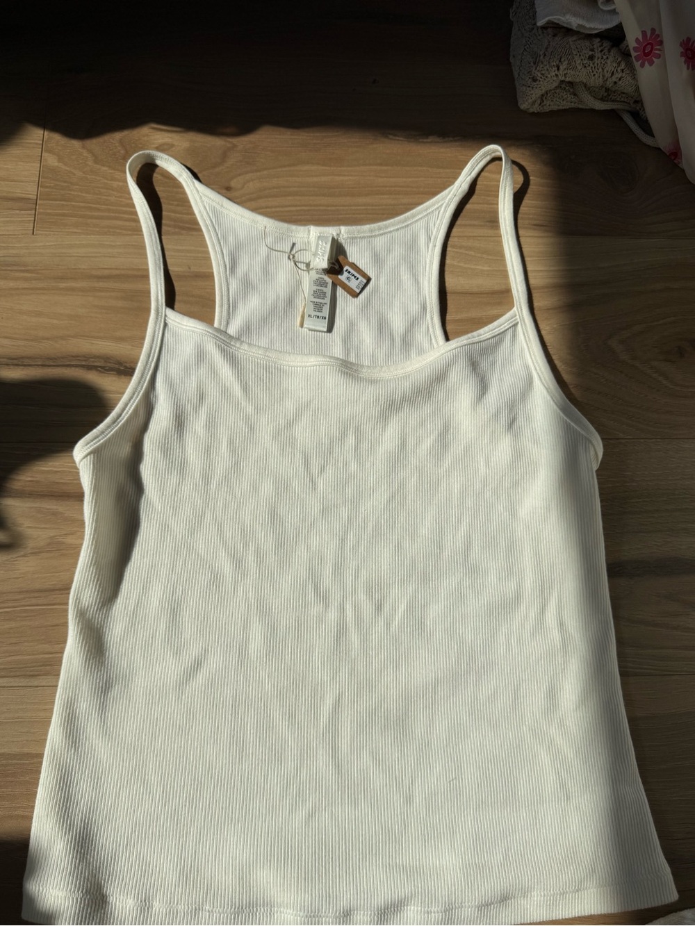 NWT SKIMS Cotton Rib Scoop Long Tank white Racerback SL-TNK-8487W Womens Size XL